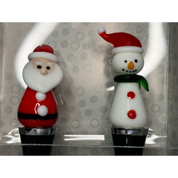NWB Jolly Wine Bottle Stoppers Holiday Santa Snowman Handmade - Picture 4 of 7